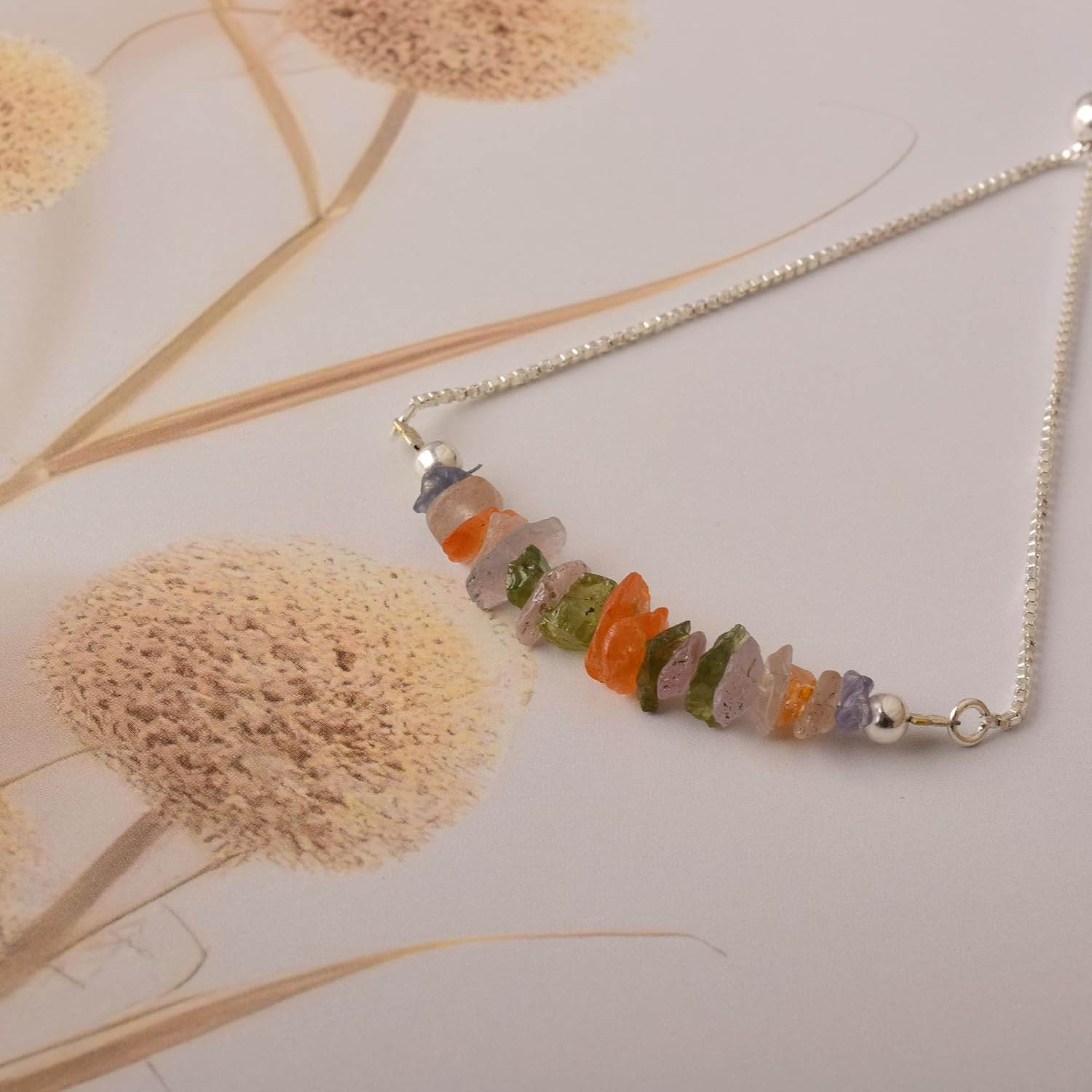 Natural Multi Sapphire Chip Bracelet – Adjustable Handmade Raw Gemstone Slider Bracelet for Women – Colorful Birthstone Jewelry (Multi Sapphire 6-9 mm) - Image 4