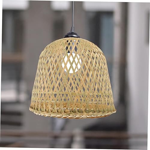 Miniatura 4 de Uonlytech Pantalla de bambú colgante lámpara lámpara boho aplique de pared rústico lámpara de pared lámpara de pared cubierta de luz de bambú