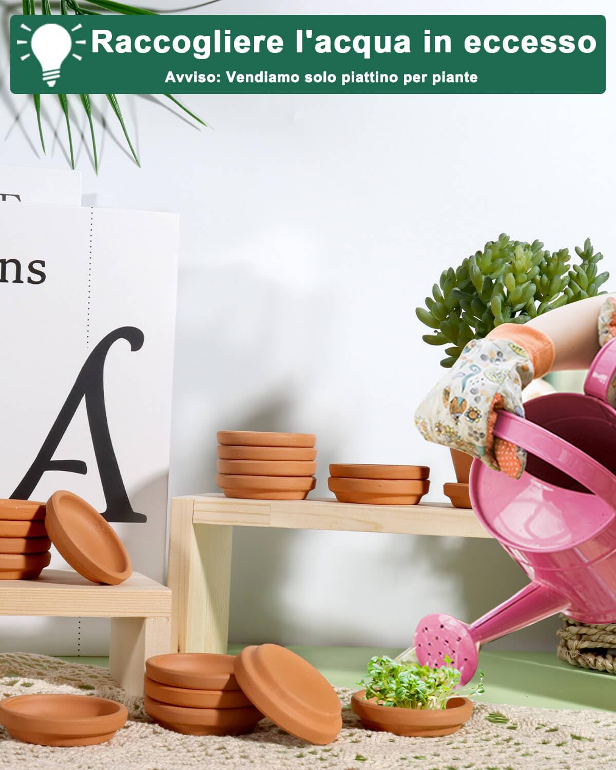 vensovo Sottovasi in terracotta da 5 cm, 32 mini sottovasi per piante da interno ed esterno, piccoli vassoi in argilla perfetti per vasi da fiori da 2,5 cm e 3,8 cm