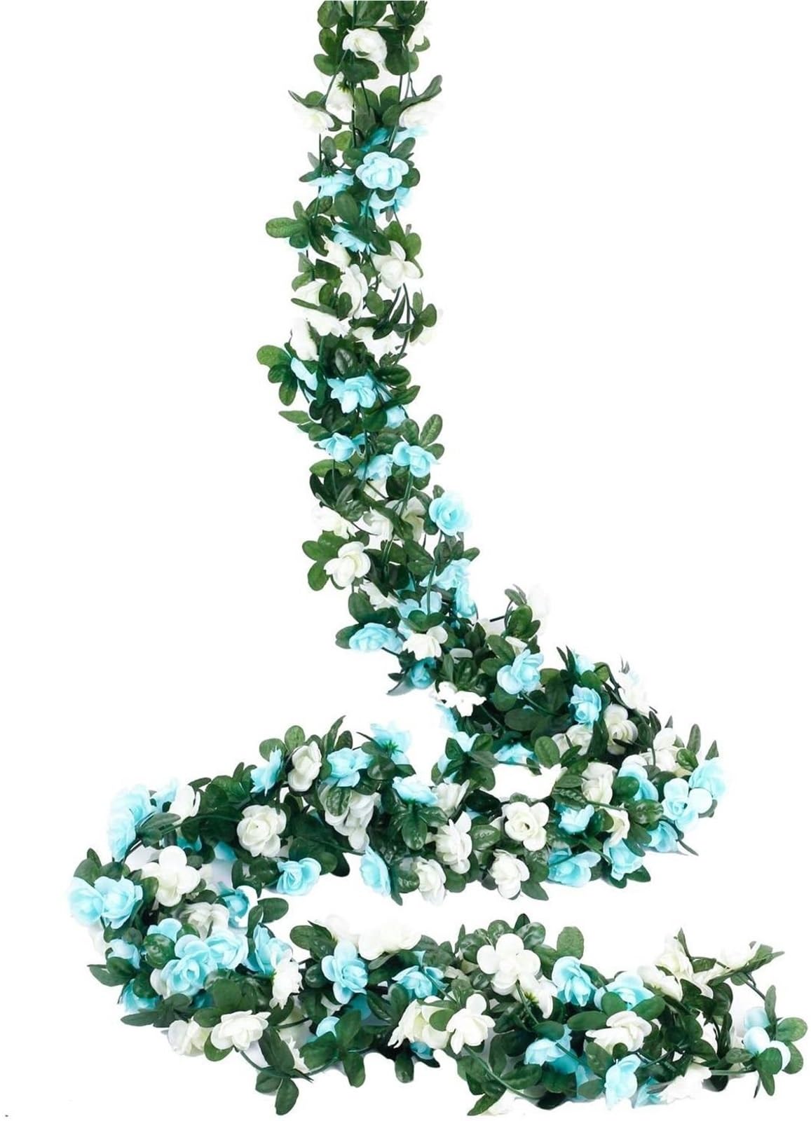 LuoAXINN Artificial Rose Vine 2pcs 2.2m 45heads Fake Rose Vine