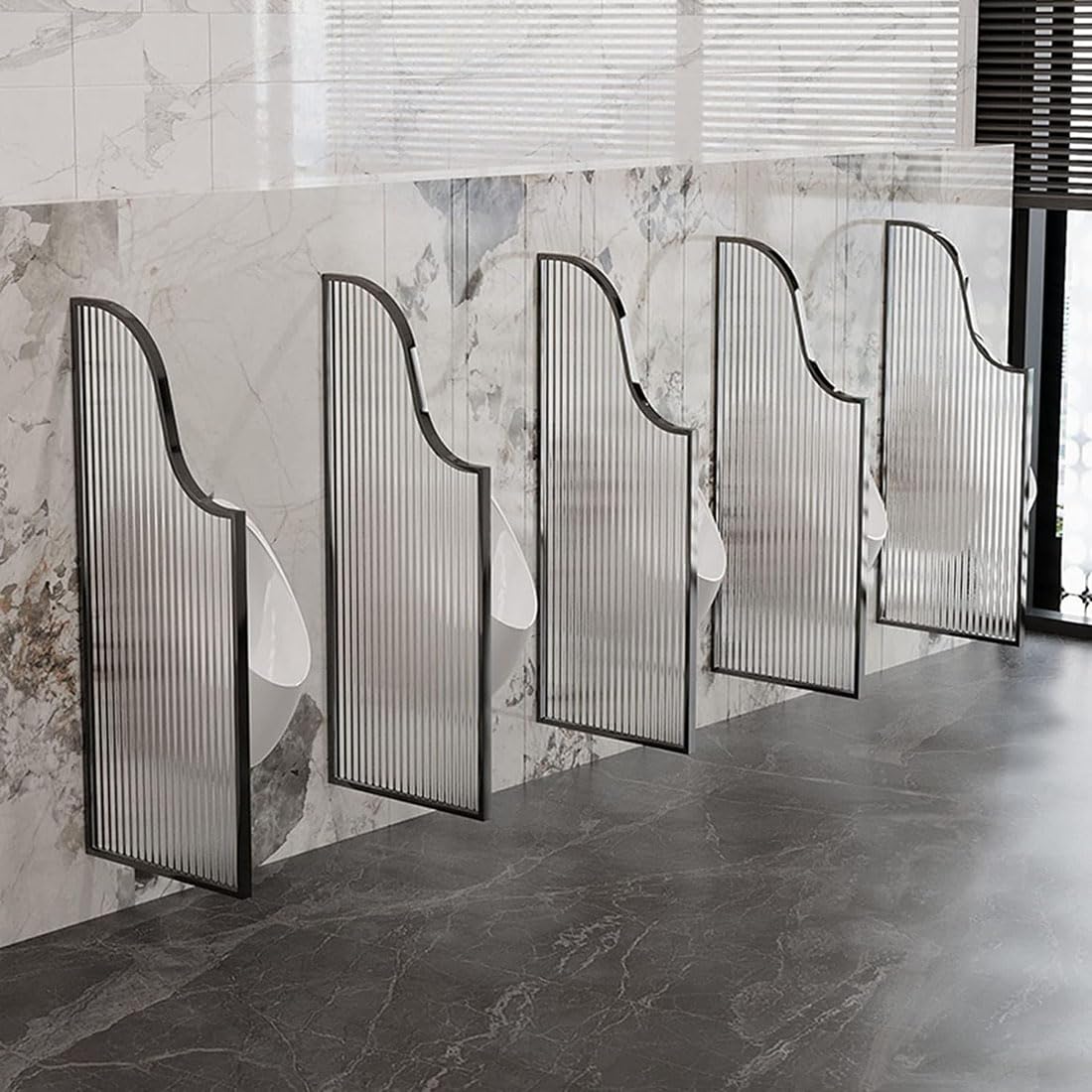 HAILM Partición del Retrete Panel Pantalla Divisor Orinal, Paneles De Mampara Ducha Pantalla Vidrio Templado Baño, Divisor De Pared para Habitación Separación Decorativa, Privacidad,Negro,1Pcs