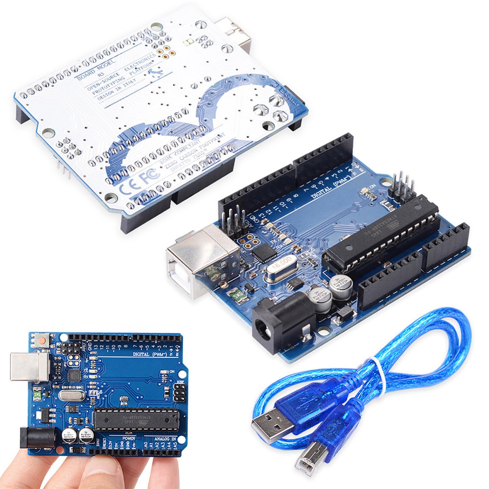 Carte UNO R3 (Giant, ATmega328P) – Fonctionne avec les kits Arduino UNO, avec câble USB, pour projets Arduino