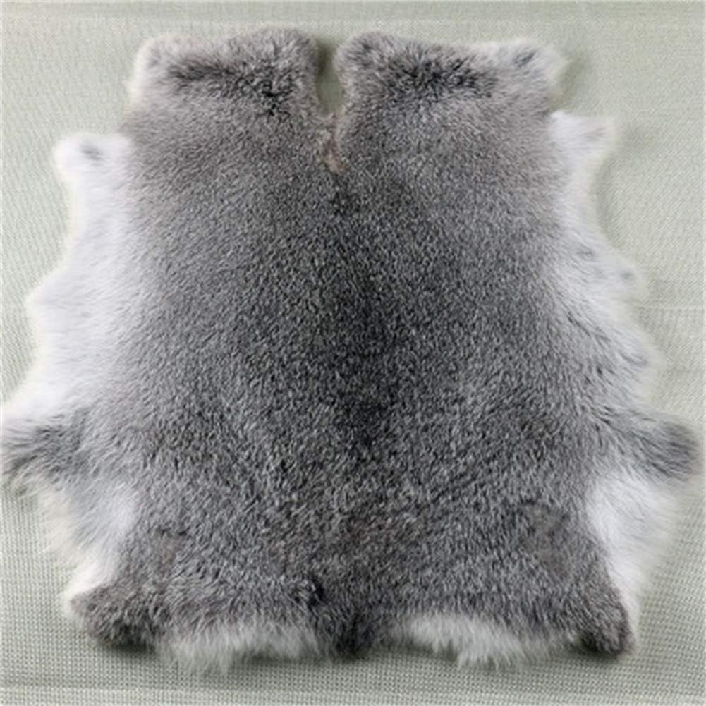 Natural Grey Rabbit Hide Skin Fur Pelt (12" by 14" with Sewing Quality Leather) Soft Professionally Tanned 1PCS