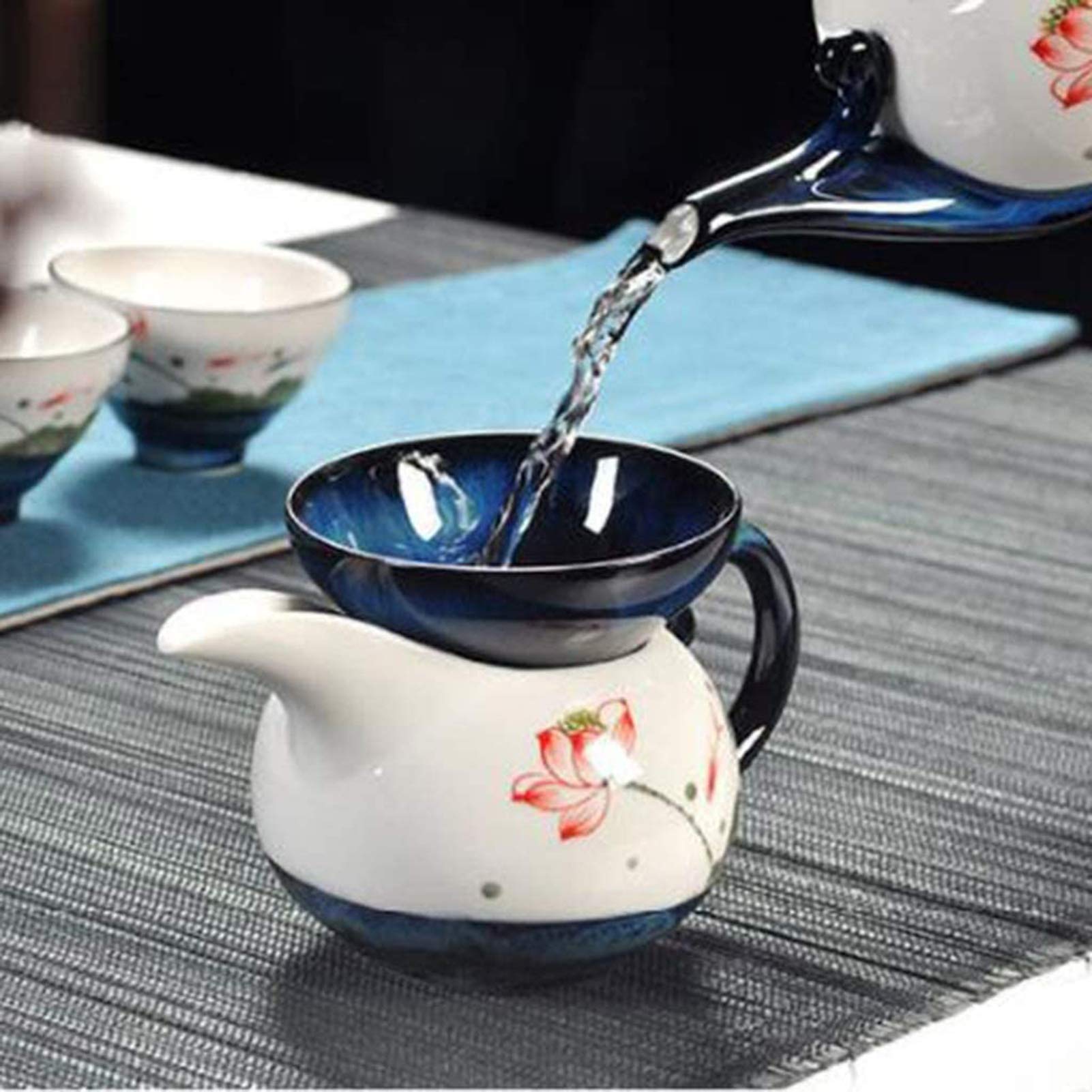 Service À Thé, Service À Thé en Céramique pour La Maison, Ensemble Complet De Bols Simples Peints À La Main, Théière Et Tasse
