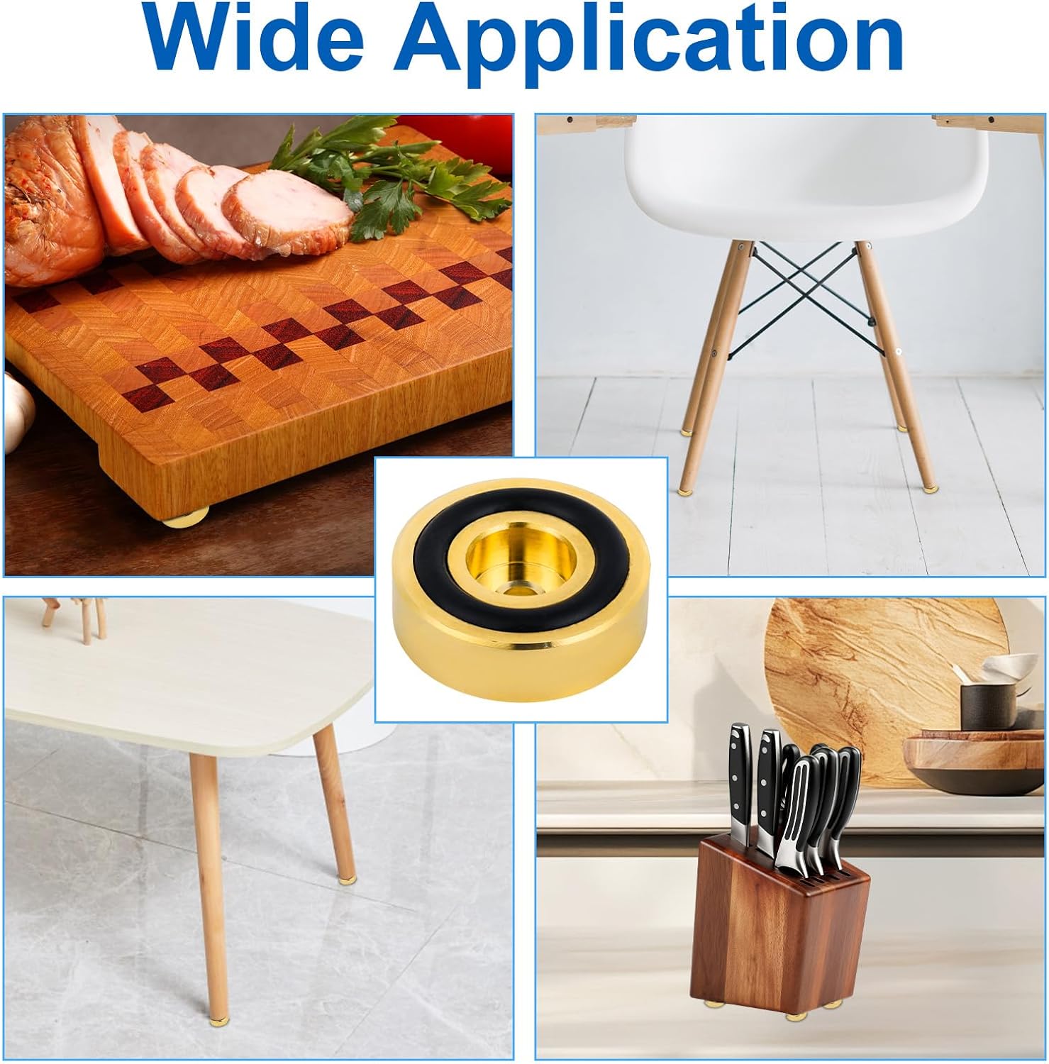 8pcs Brass Cutting Board Feet, 1.18in/3cm Anti Slip Cutting Board Stabilizer Pad Feet Legs with Silicone Rubber and Screws Kit for Chopping Blocks Countertop Protection