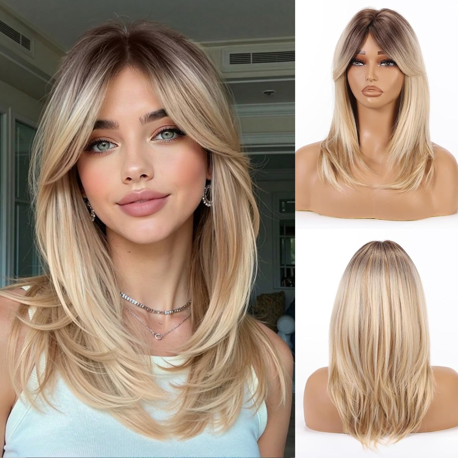 Long Straight Mixed Blonde with Bangs Fashion Wig for Women Heat Resistant 1_7d5db8f5-68df-4786-9efe-  main image 2
