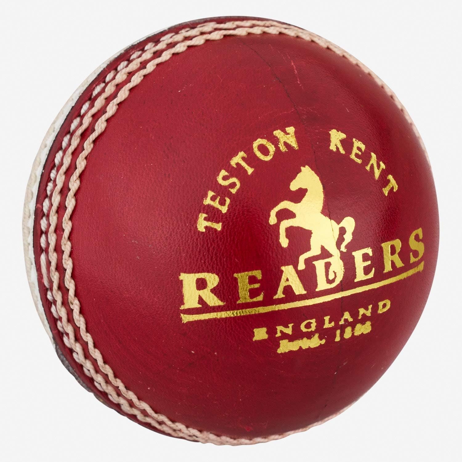 Readers County Crown Cricket Ball, Red/White - Mens, Womens & Youths