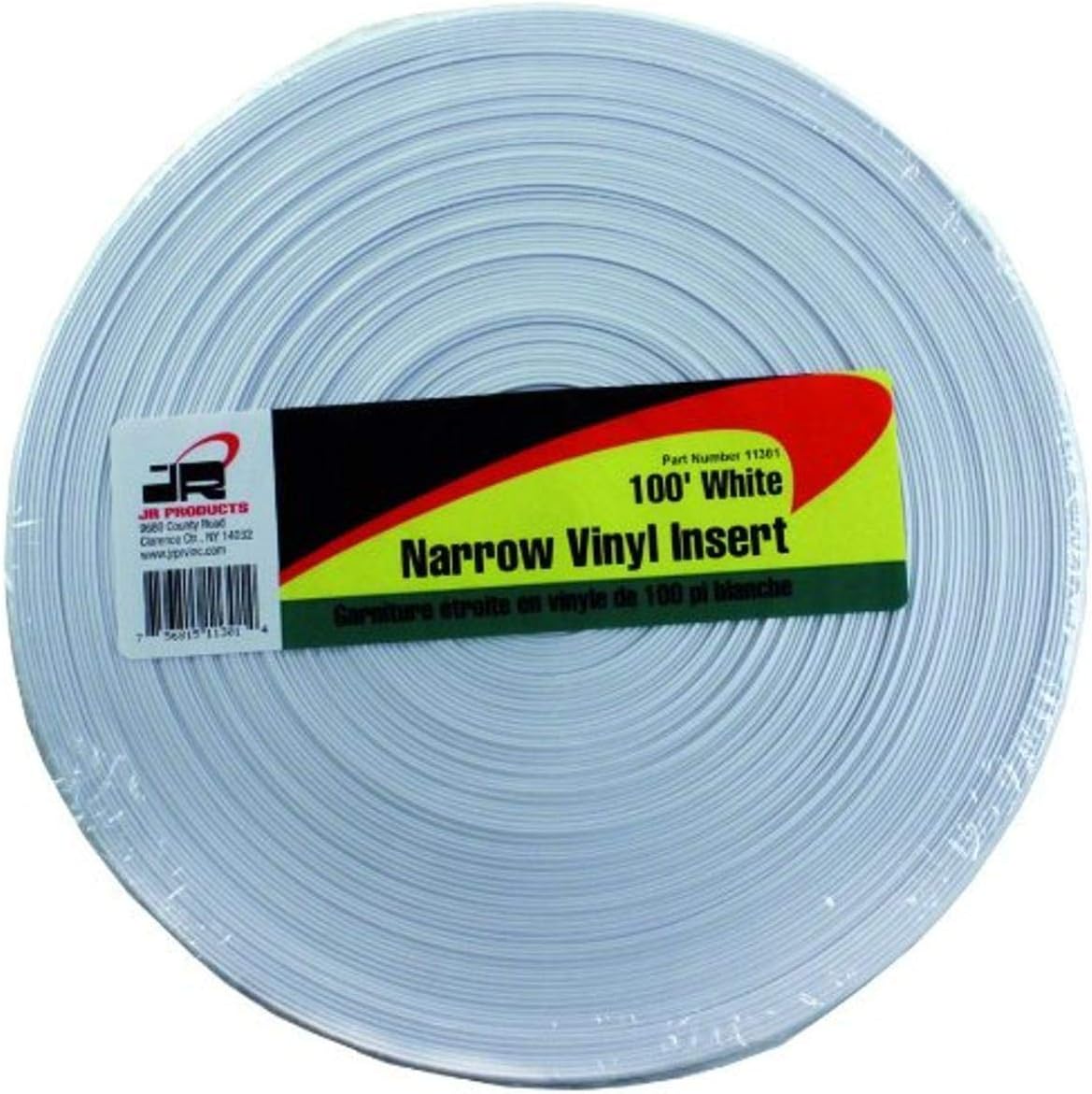 JR Products 11301 White 100 foot Narrow Vinyl Insert