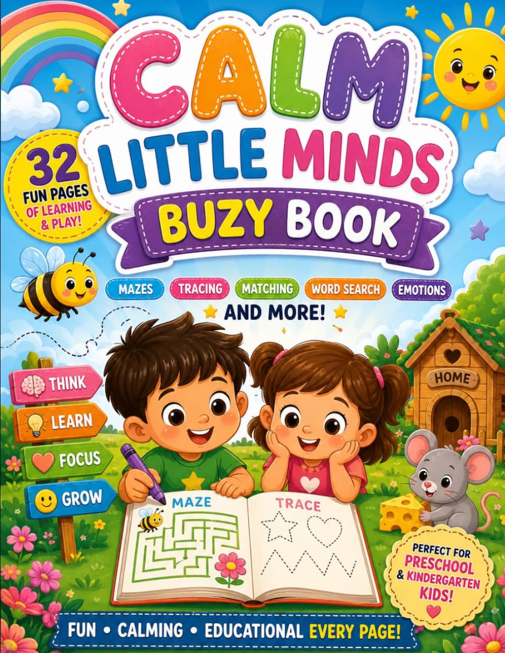 Calm Little Minds Activity Book For Ages 3–6: Fun Preschool Learning Activities with Mazes, Tracing, Matching Games, Word Search, and Emotional Learning for Toddlers & Kindergarten Kids