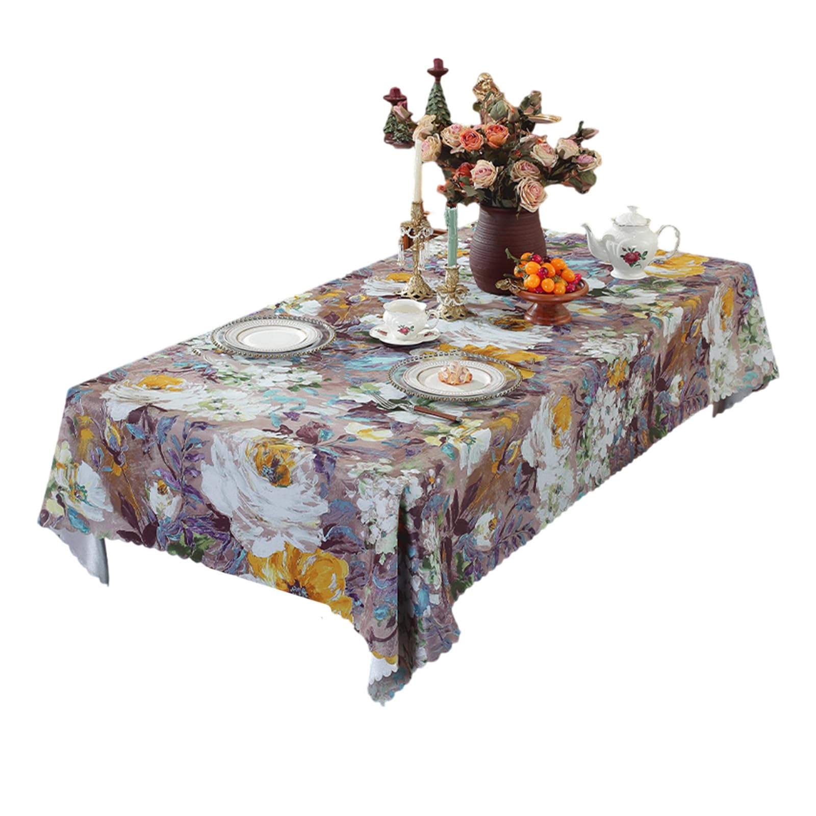 Kalttoy Purple Stylish Americans Art Table Cover Polyester Multipurpose Home Decoration Accessory Festival Banquets Table Cover