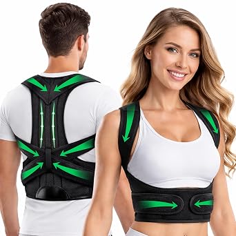 Adjustable Posture Corrector for Men and Women - Back Brace Straighteners with 2 Flexible Rods - Breathable Smart Posture Corrector for Women and Men - Spine Stretcher Upper Back Support with Strap