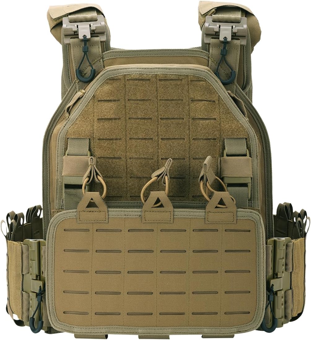 BOMTURN Tactical Vest for Men Quick Release Laser-Cutting Modular Vest for Outdoor