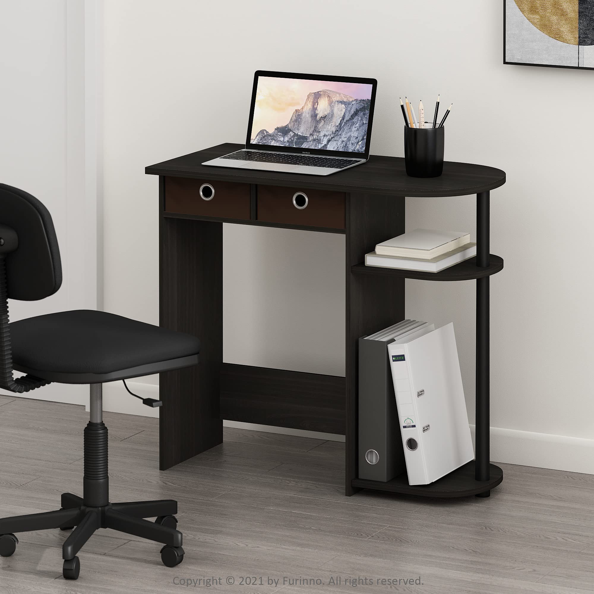 Furinno Go Green Home Laptop Notebook Computer Scrivania/Tavolo, espresso/nero/marrone