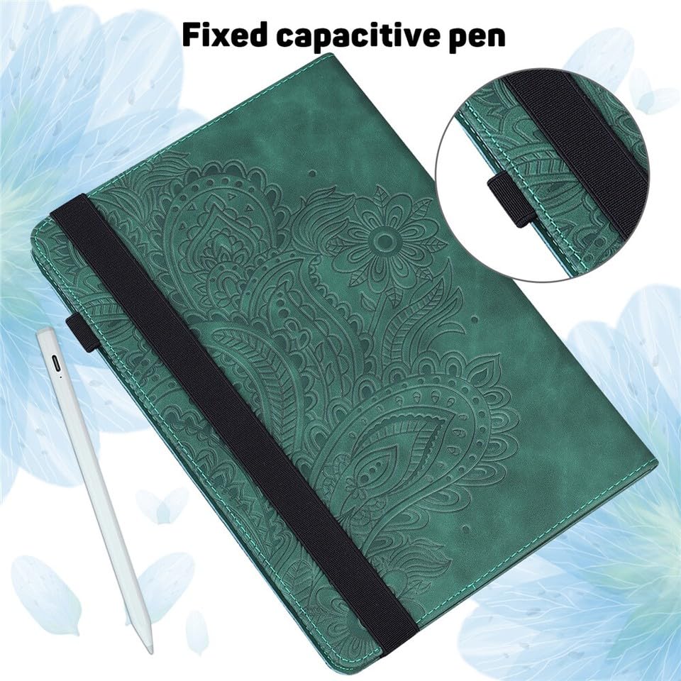 Étui iPad Air 11 M2 2024 vert : protection cuir avec support écran - 5