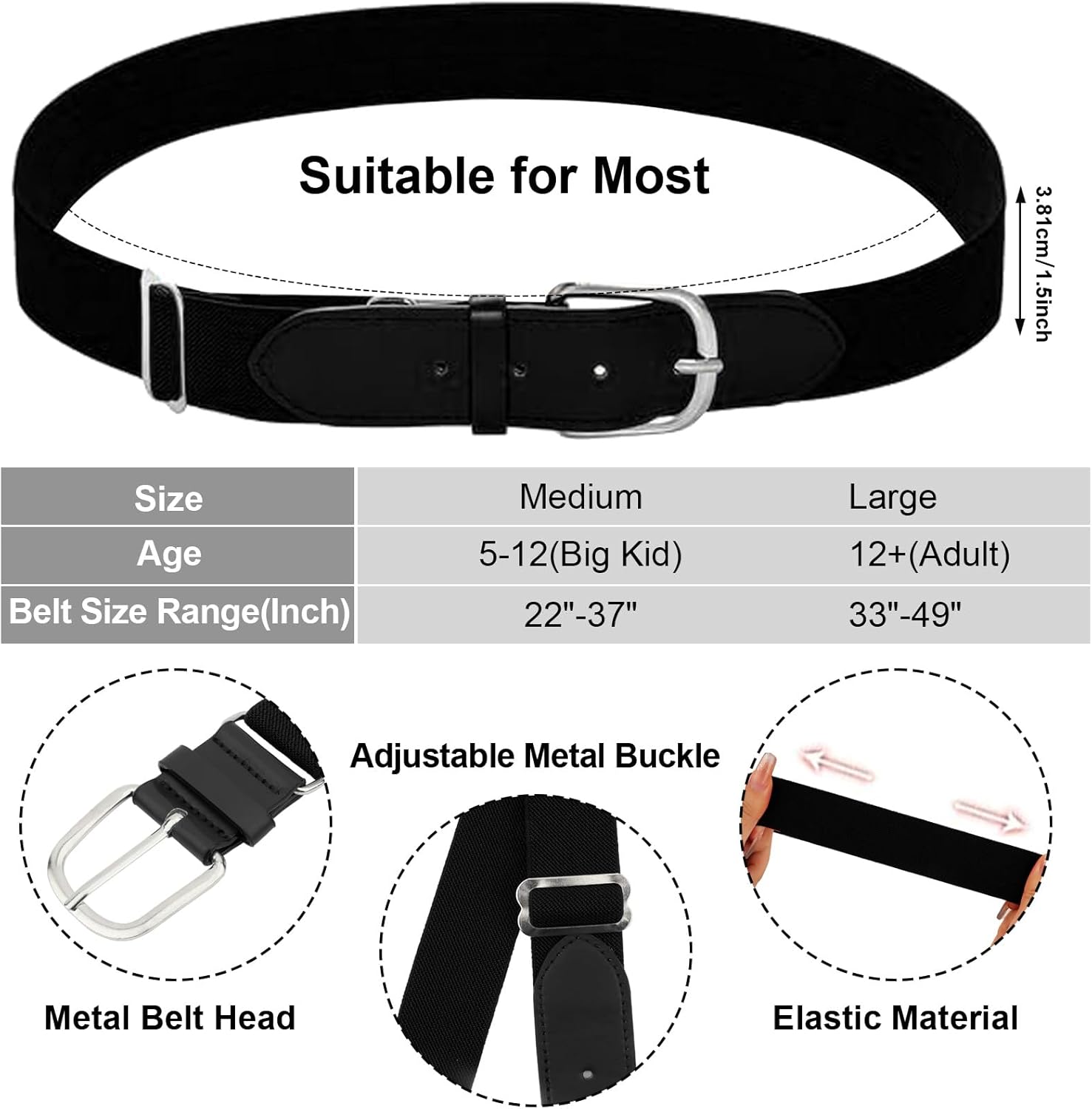 Baseball Socks and Belt Combo Set Youth Adult Knee-High Sock Men Adjustable Softball Socks and Belt for Boys Girls - Image 5