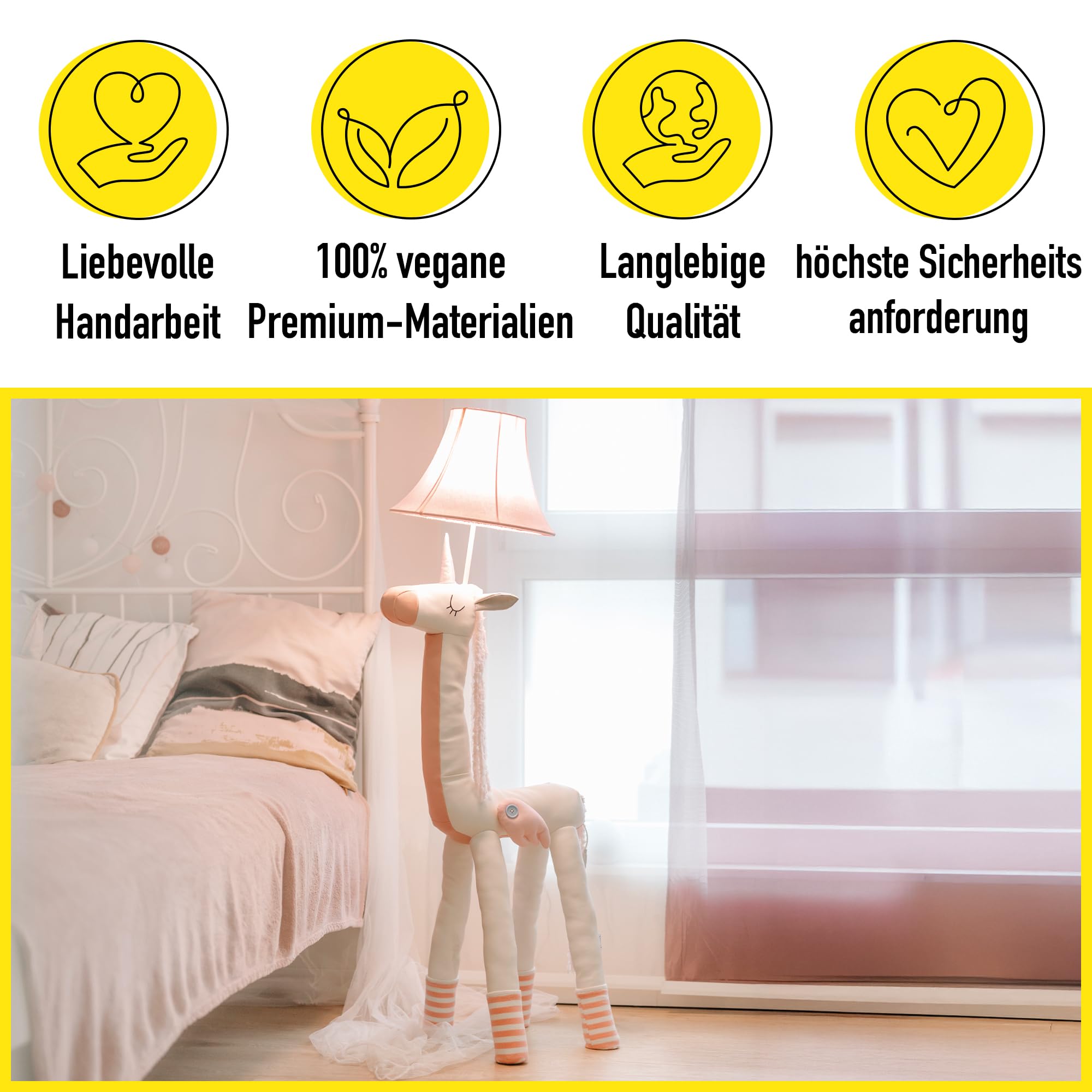 Bonita LED-Stehlampe Einhorn 120 cm veganes Leder Kinderzimmer Stehleuchte