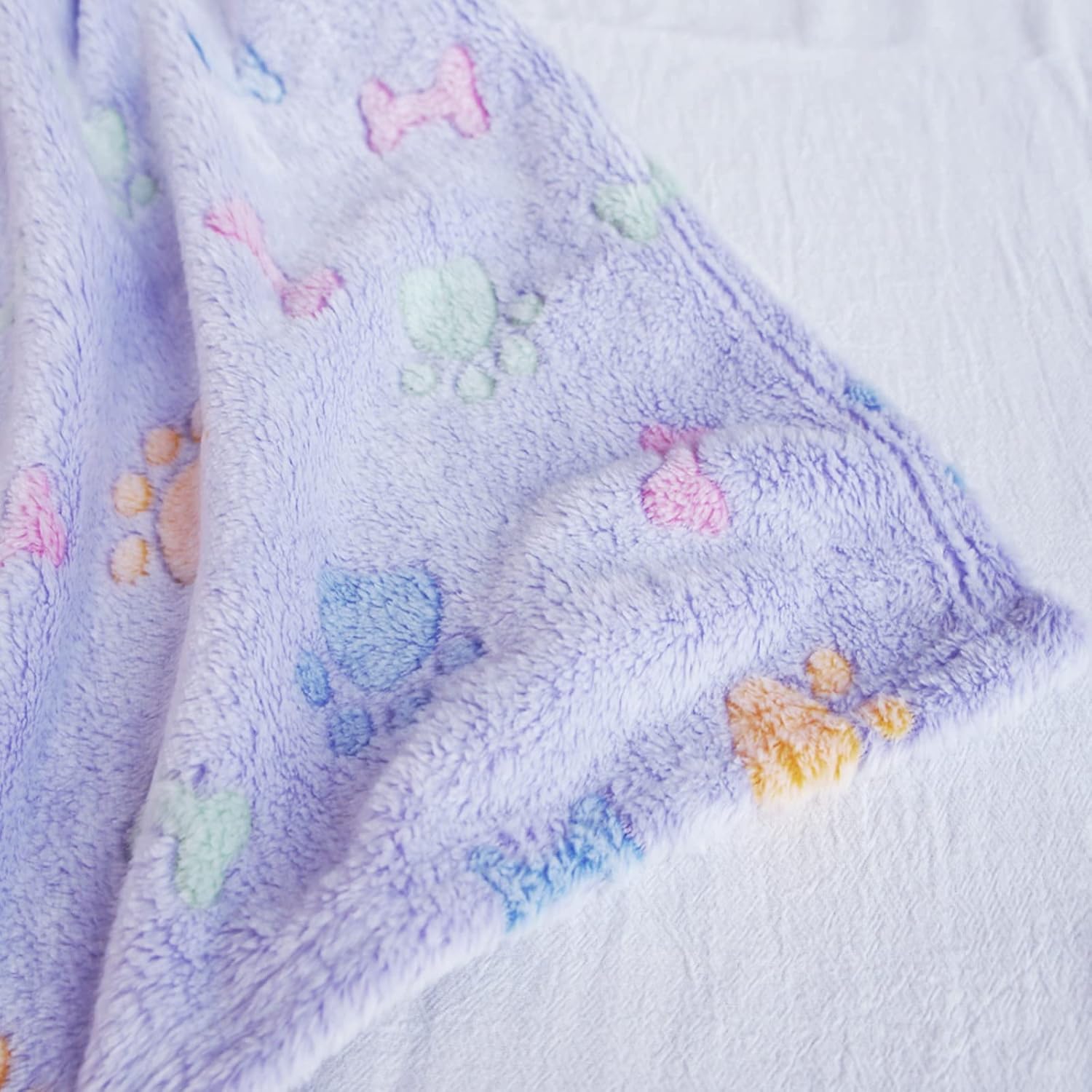 Patas Lague Pet Dog Blanket, 3 Pieces Super Soft Flannel Fleece Puppy Throw Blanket with Cute Print Design for Dog and Cat, Machine Washable (Violet Bone,20x30 Inches) : Pet Supplies
