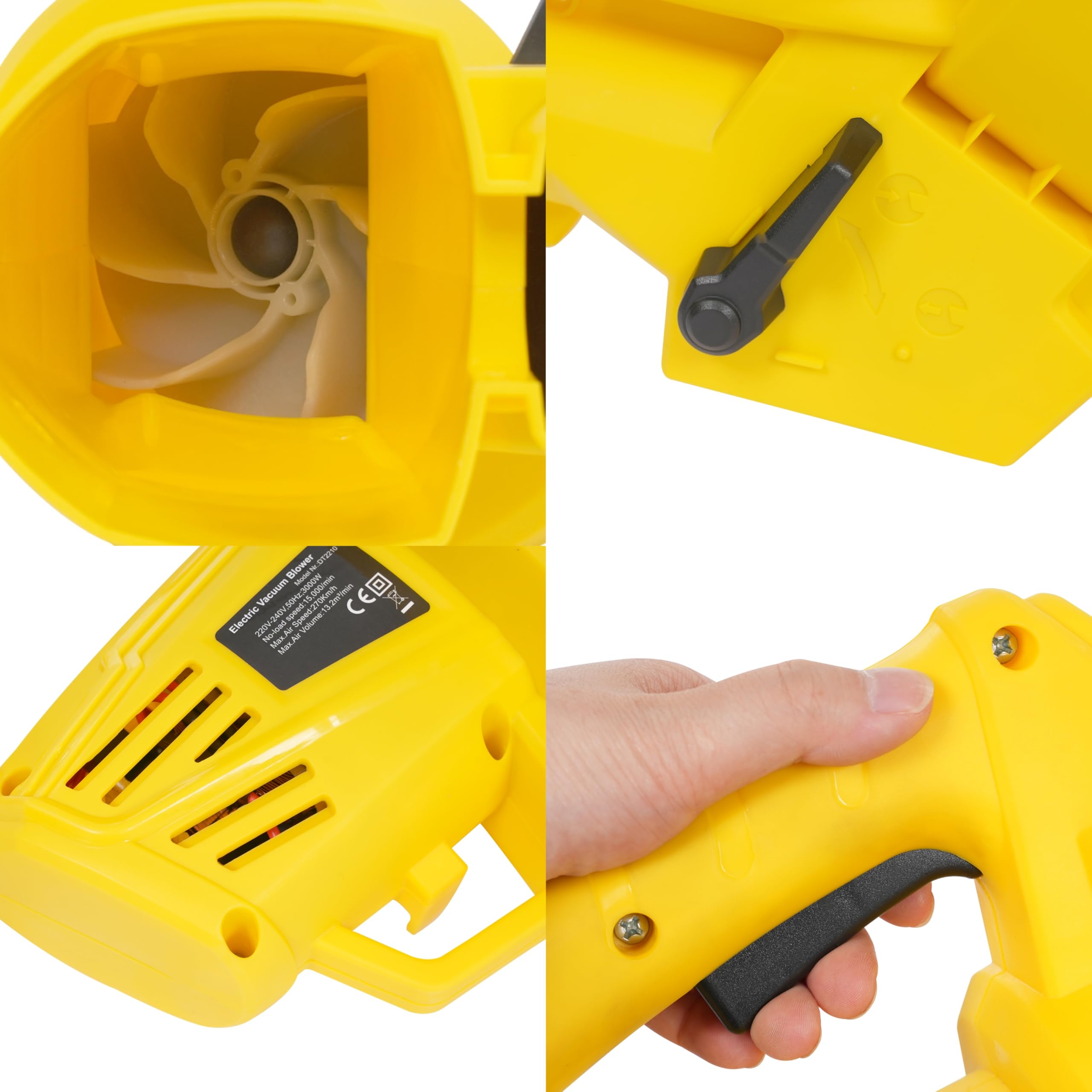 Soplador de hojas eléctrico de 3000 W con 2 modos (modo soplado/modo de succión), soplador de aire de jardín portátil con turbo, soplador de hojas eléctrico con bolsa de recogida de hojas de 35 L para