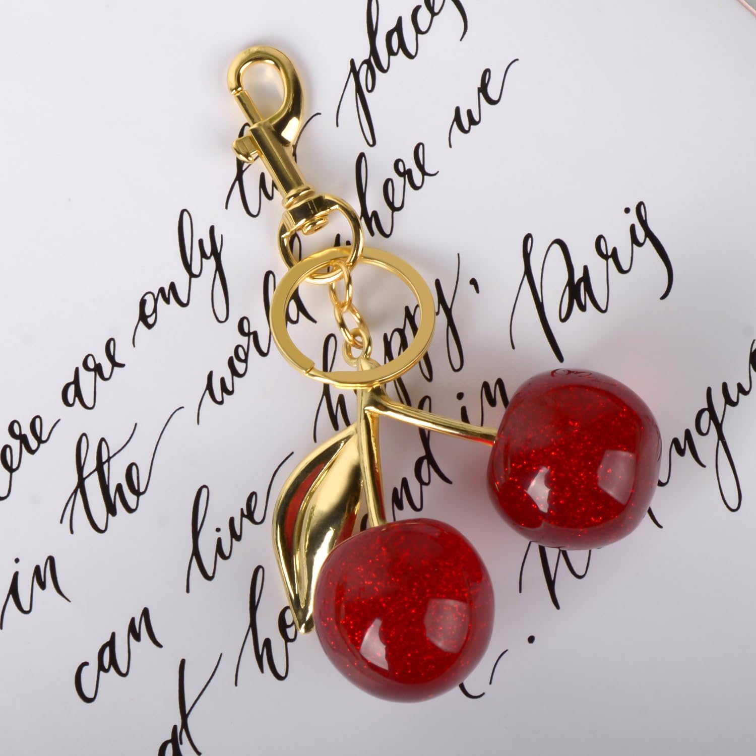 Cherry Bag Charm Purse Charms Keychain, Elegant Purse Bag Charm Cherry Keychain Cute Bag Charms for Handbags Gift and More - Image 5