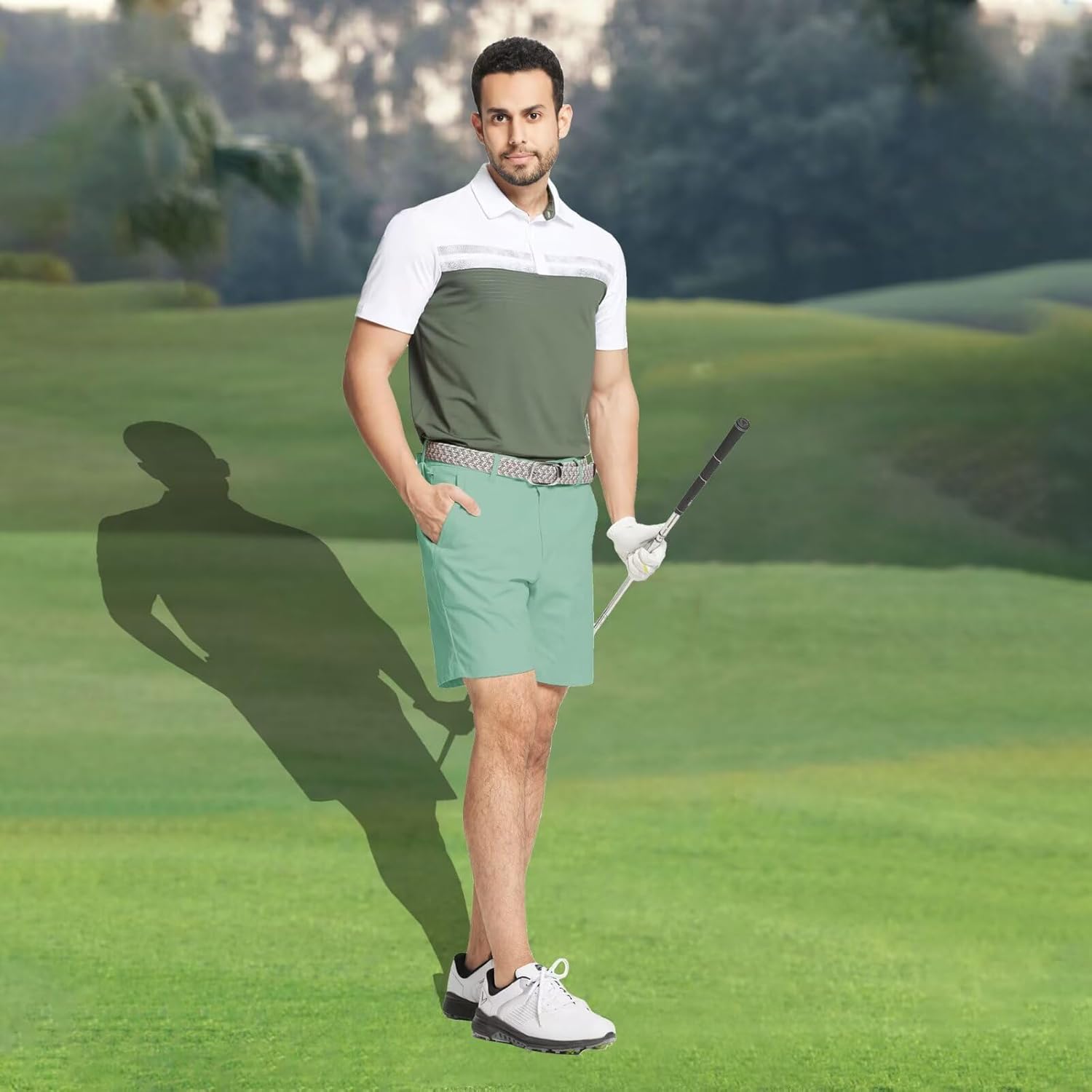 M MAELREG Golf Shorts Men 7 inch 9 inch Quick Dry Stretch Waist Moisture Wicking Water-Repellent Flat Front Flex Mens Shorts - Image 2