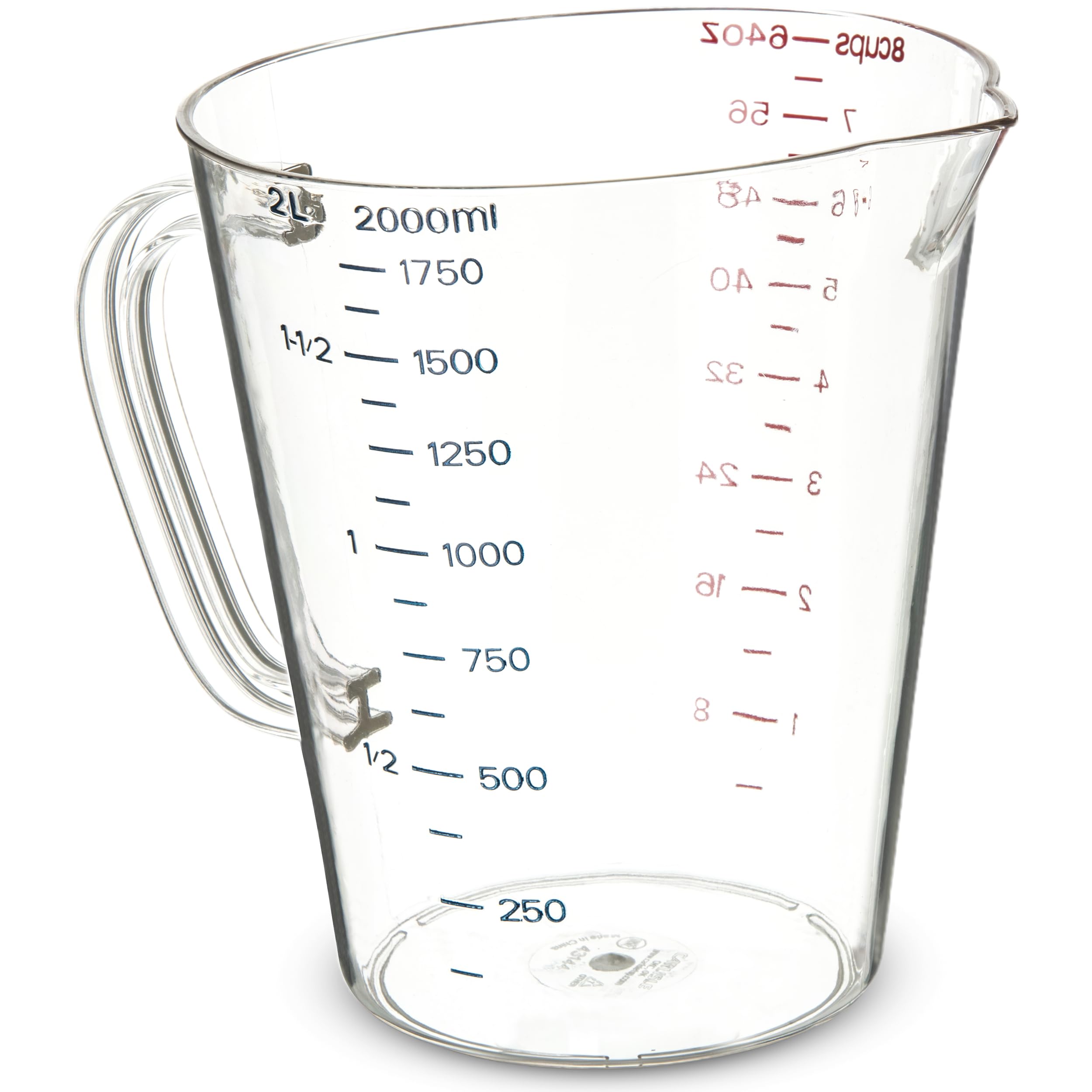 Tasse à mesurer 1/2 gallon Carlisle en plastique transparent lot de 6