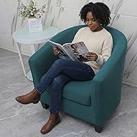 Vista 2 de WOMACO 2 fundas para silla de club, elásticas, estampadas, con barril redondo, giratorias, con funda de cojín, parte inferior elástica, protector