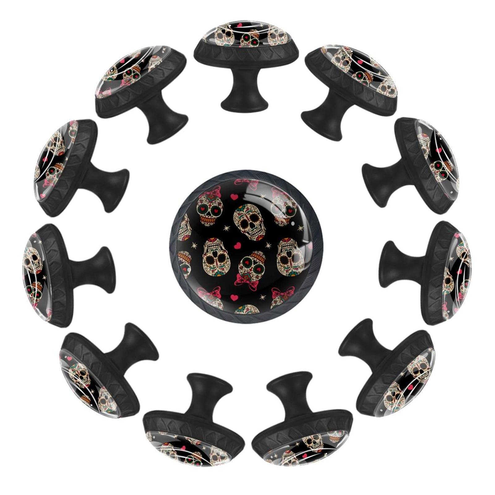 Boutons de tiroir crâne mexicain 35mm lot de 12 pour commode de chambre