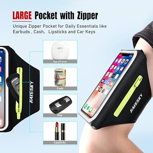 Miniatura 2 de Brazalete para correr diseño 3D con bolsa para llaves, soporte para teléfono para correr para iPhone 16, 15, 14, 13, 12, 11 Pro Max, Samsung S25,