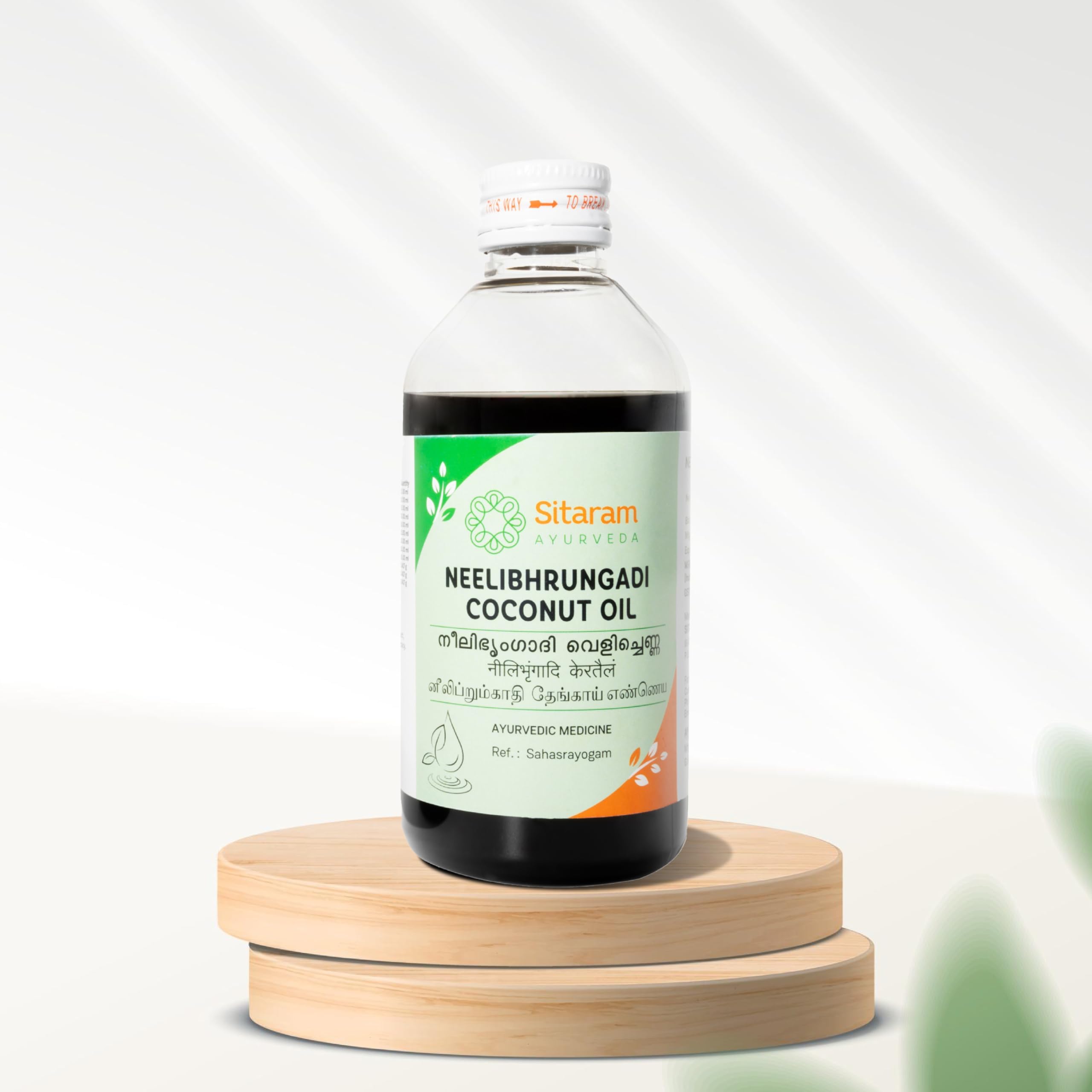 Sitaram Ayurveda Neelibringadi Keram (Coconut Oil) | Ayurvedic Scalp & Hair Care Formula with Indigo, Bhringraj & Amla | Promotes Stronger, Shinier, Healthier-Looking Tresses | 200 ml