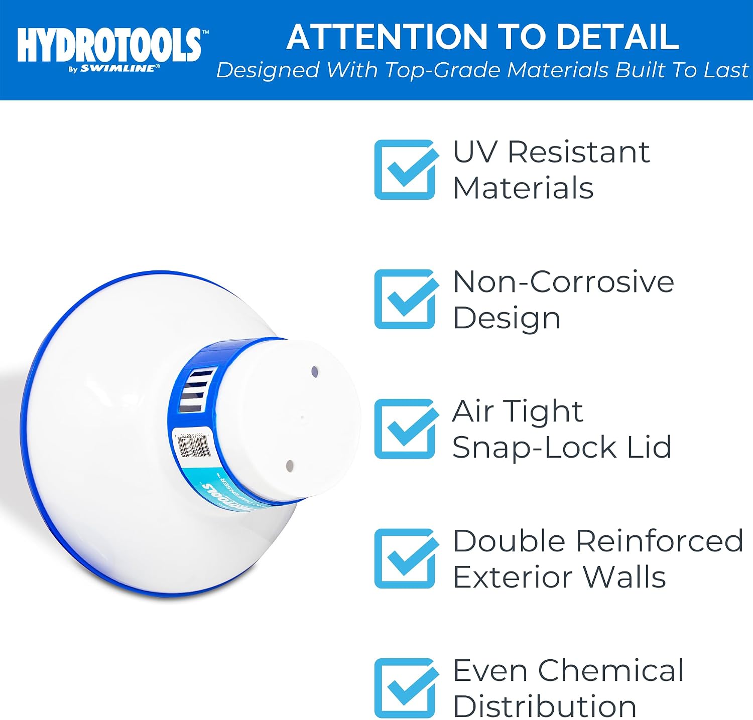 Swimline HYDROTOOLS BY SWIMLINE 8720 Extra Large Capacity Pool & Spa Chemical Dispenser | Compatible With Bromine & Chlorine Supports 1-3’’ Tablets | Adjustable Control Ring For Customizable Flow Rate