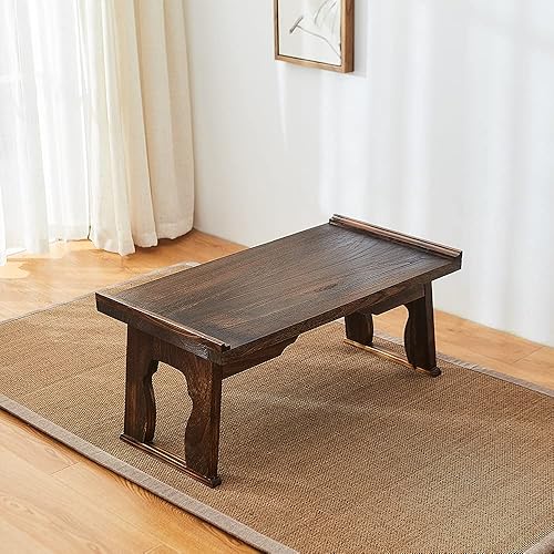 Miniatura 2 de SINOBEST Escritorio de cama para laptop con patas plegables, mesa de bandeja para servir desayuno en la cama, mesa de piso de estilo japonés para té