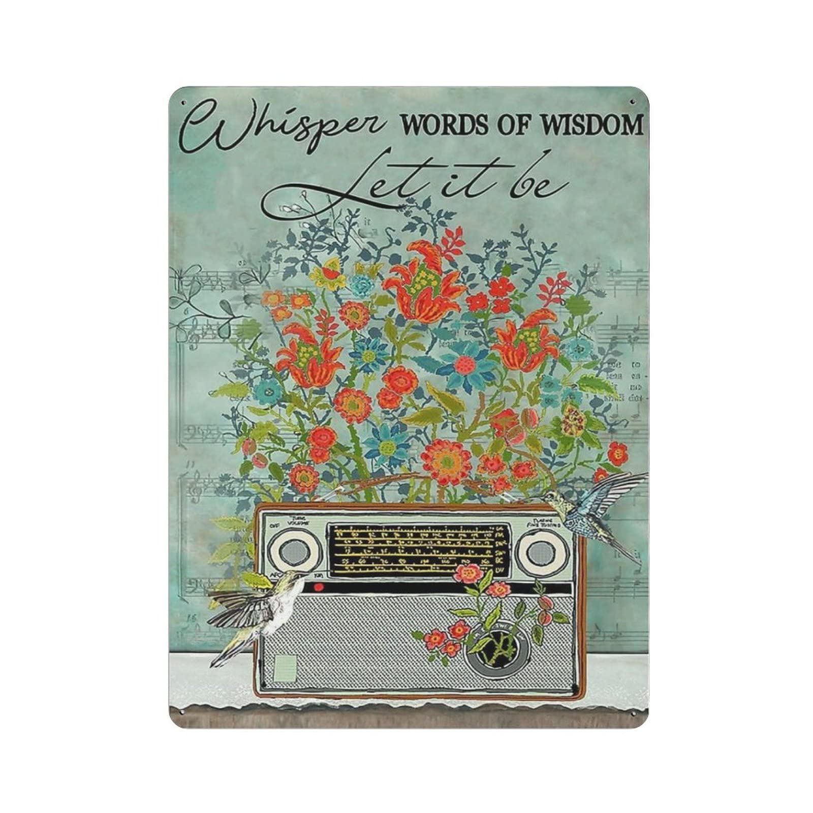 AOOEDM Hummingbird Flower Whisper Words Of Wisdom Vintage Metal Tin Sign for Home Coffee Shop Office Wall Art Metal Poster Garage Decor Man Cave Sign Inspirational Quote Wall Decor