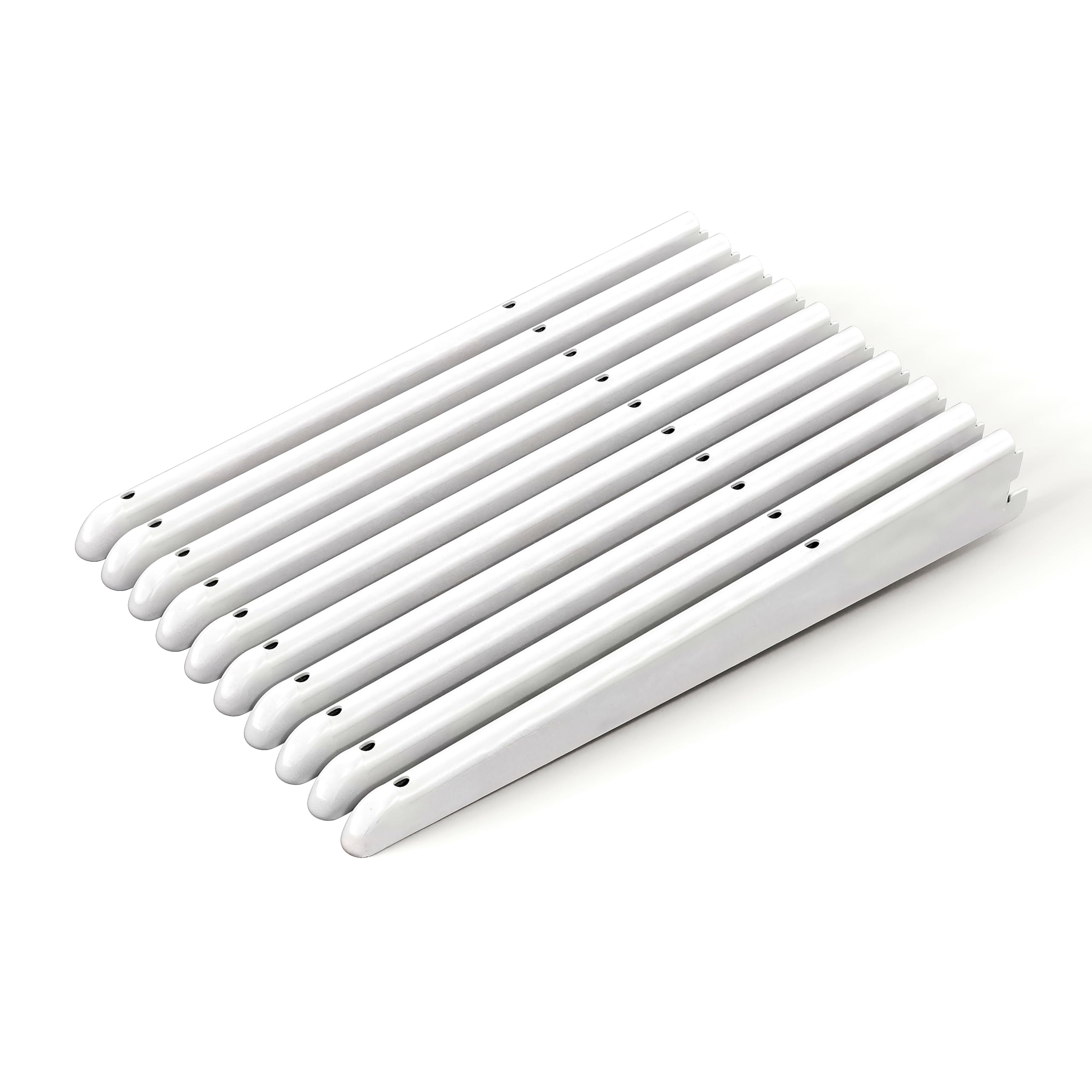IRONWORX® Staffe per scaffalature a doppia fessura (370 mm, confezione da 10), staffe da parete regolabili bianche per mensole, in acciaio resistente per soluzioni di archiviazione premium, per uso