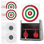 GearOZ BB Gun Target Trap with Catch Box & 20 PCS Shooting Paper, Airsoft & Pellet Gun Shooting Catcher, with Spinning Metal Silhouettes Targets, for Backyard, Indoor - Small Size (Grey)