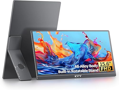 KYY Monitor portátil para laptop, extensor de pantalla de computadora de 15.6 pulgadas, 1080P USB-C HDMI, pantalla para computadora portátil,