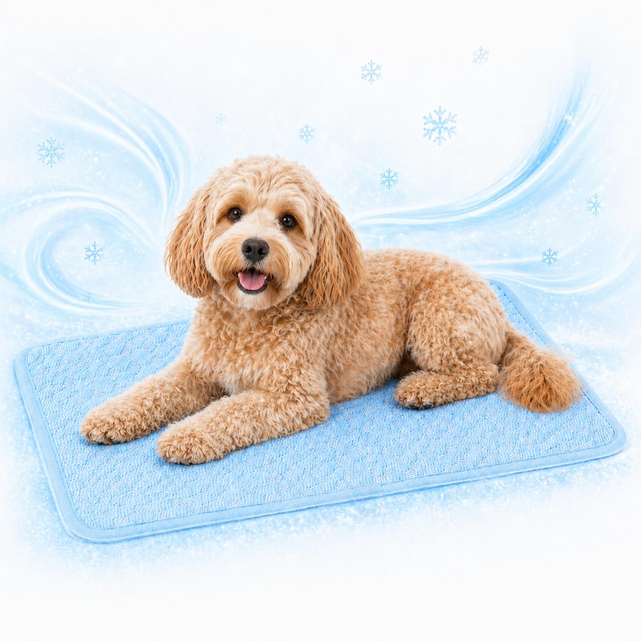 YAFALA Dog & Cat Cooling Mat – Durable Washable & Reusable Pet Cool Mat for Home/Car/Travel, Non-Toxic Summer Cooling Bed, Ice-Silk Polyester Material, Non-Slip Mesh Bottom (Blue, M)