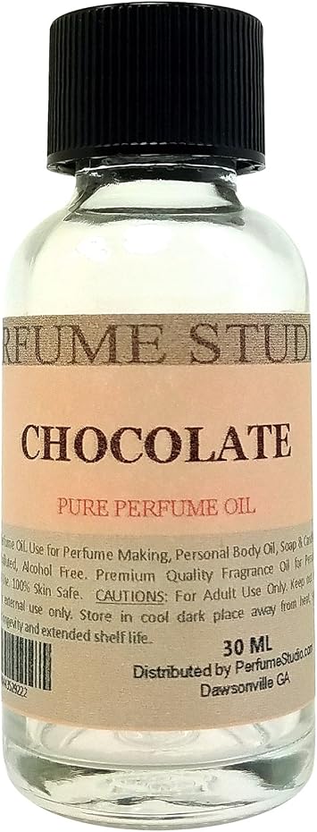 Chocolate Perfume Oil for Perfume Making, Personal Body Oil, Soap, Candle Making & Incense; Splash-On Clear Glass Bottle. Premium Quality Undiluted & Alcohol Free 1oz, Chocolate Fragrance Oil