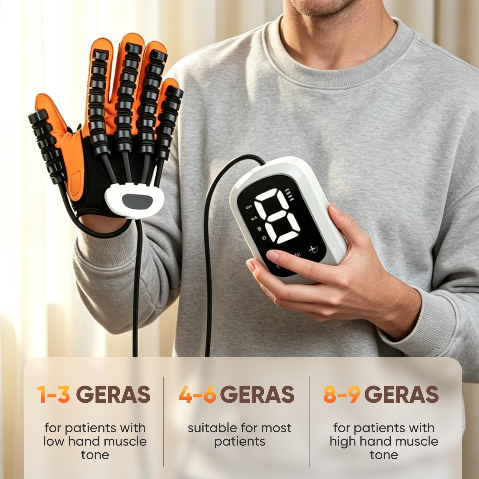 Rehabilitation Roboter Handschuhe,4 Modi & 9 Stärkestufen,Rechte Hand,XL | Usb-Aufladbar,Handrehabilitations-Roboterhandschuhe für Patienten mit Handfunktionsstörungen