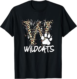 Wildcats Spirit Bold Letter W and Paw Print T-Shirt