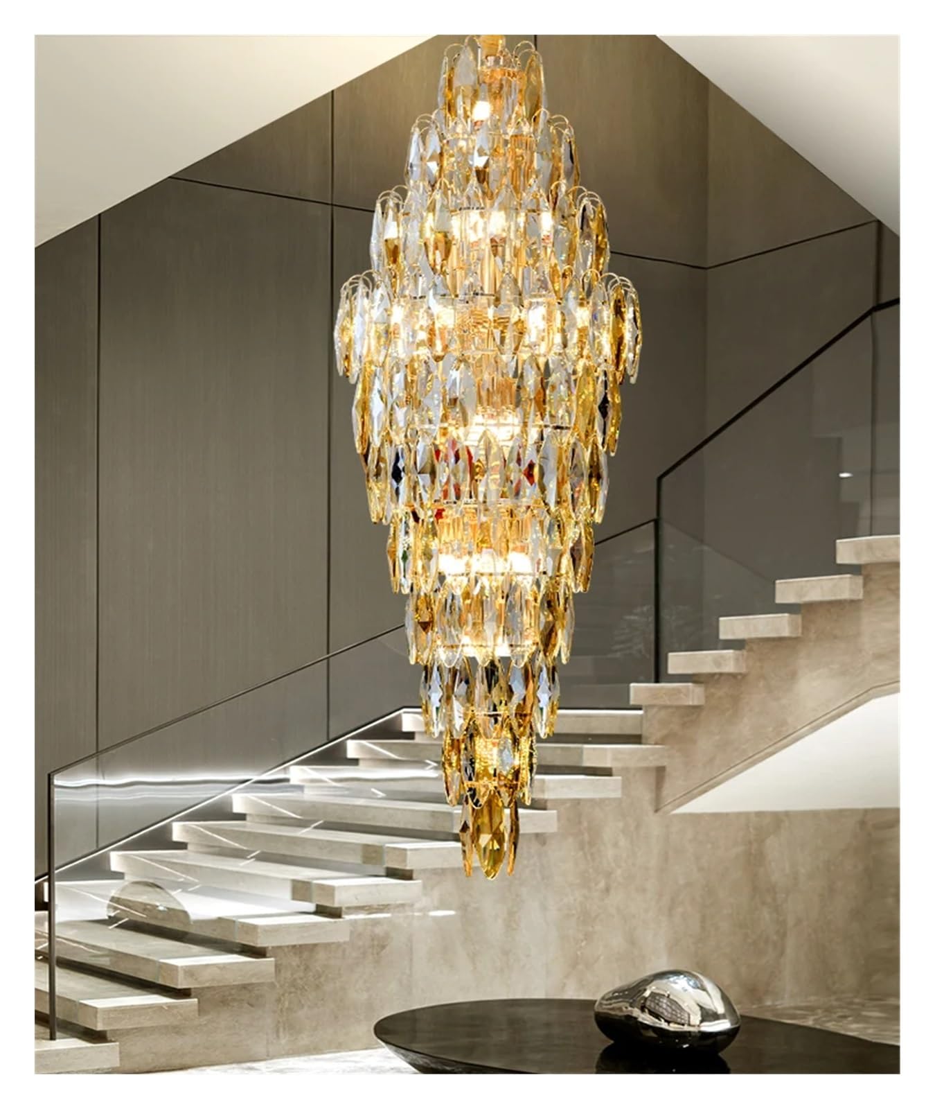LYMSXAZOU Crystal Chandelier Pendant Light, Modern Stainless Steel & K9 Design, Luxury Lighting Fixture for Home Decor