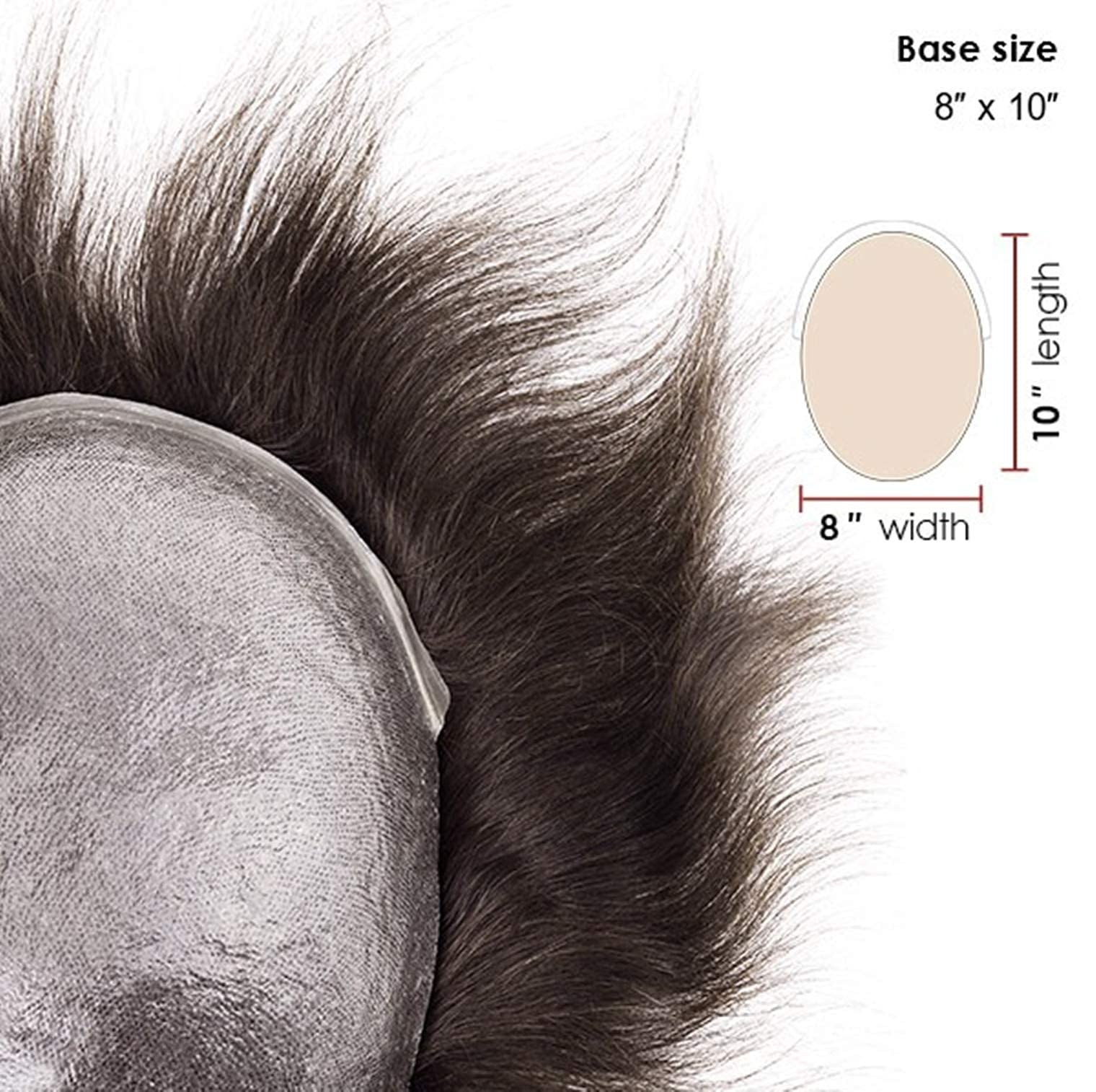 Lordhair Protesi Capelli Uomo, Pelle Super Sottile da 0,06 mm Tutti con loop a V Parrucca da Uomo per Sistema Capillare da 8x10 Pollici Dimensione Della Base Densità Media -130%