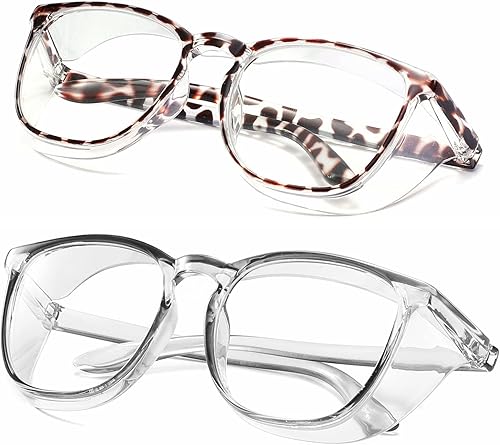 Gafas de seguridad antiniebla, gafas protectoras con bloqueo de luz azul, antipolvo, protección UV, para hombres y mujeres (paquete de 2 (leopardo +