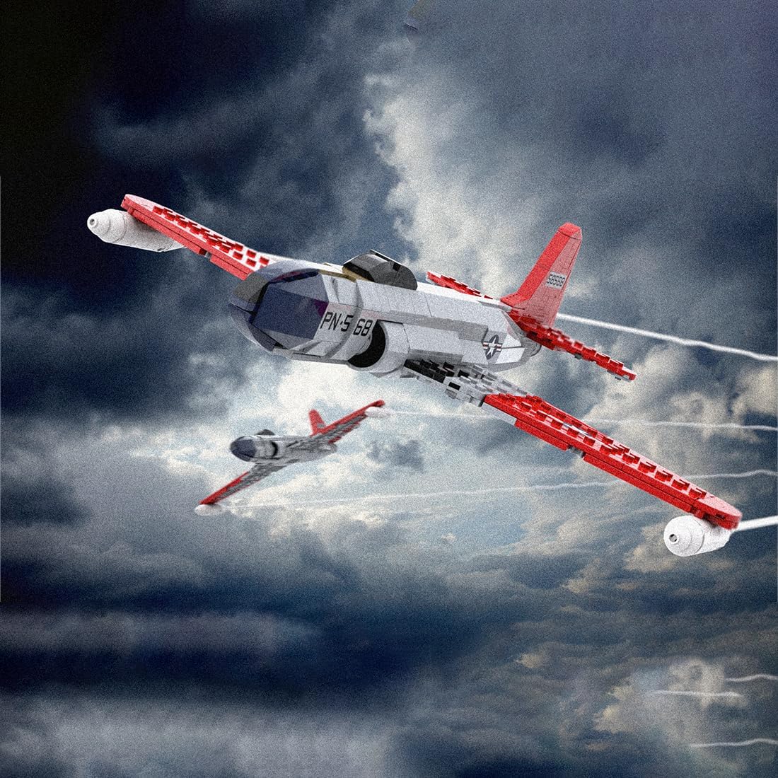 MOC-214330 1:35 Military P-80 Shooting Fighter Building Block Set, 467 Pieces Air Force Airplane Bricks Model Set, Home and Office Decor & Collectible Gift for Adults