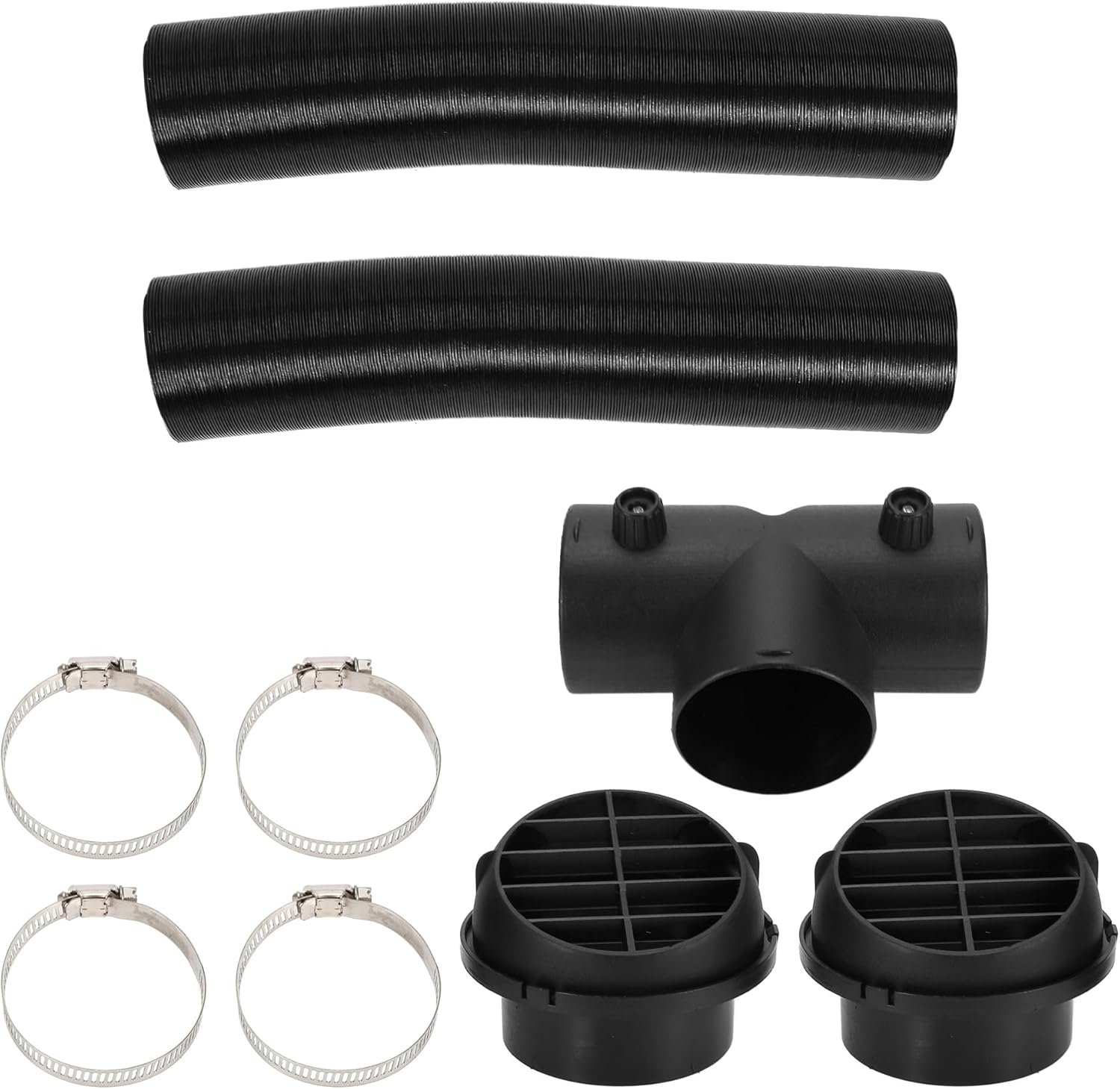 Car Heater Duct Kit Car Heater Duct Pipe Hose Set with Round Air Vent Outlet Cover Double Valve t Pipe Connector Clamp 75mm ID 80cm Max l