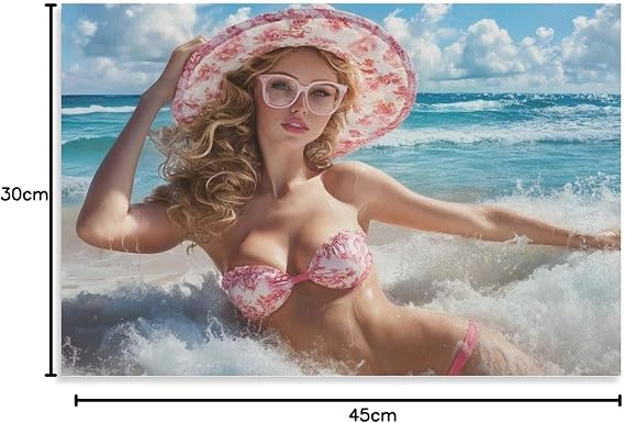 Bikini Beauty 3D Canvas Prints Wall Art Sexy Women Pictures Paintings for Living Room Bedroom Home Decorations Modern Artwork Ready to Hang 12x18inch(30x45cm)