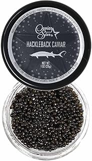 Caviar Star American Hackleback Sturgeon Caviar | Black Caviar Food | Fresh, Domestic Black Sturgeon Roe | Delicious Mild Flavor, Real Caviar Seafood | Ideal for Sushi and Whole Food Recipes (1 Oz)