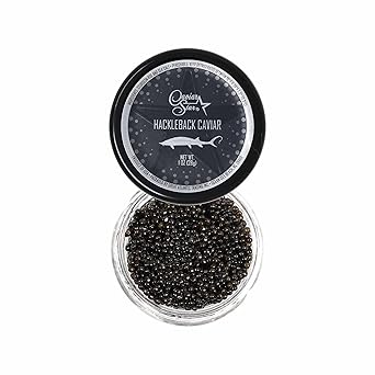 Caviar Star American Hackleback Sturgeon Caviar | Black Caviar Food | Fresh, Domestic Black Sturgeon Roe | Delicious Mild Flavor, Real Caviar Seafood | Ideal for Sushi and Whole Food Recipes 1 Oz