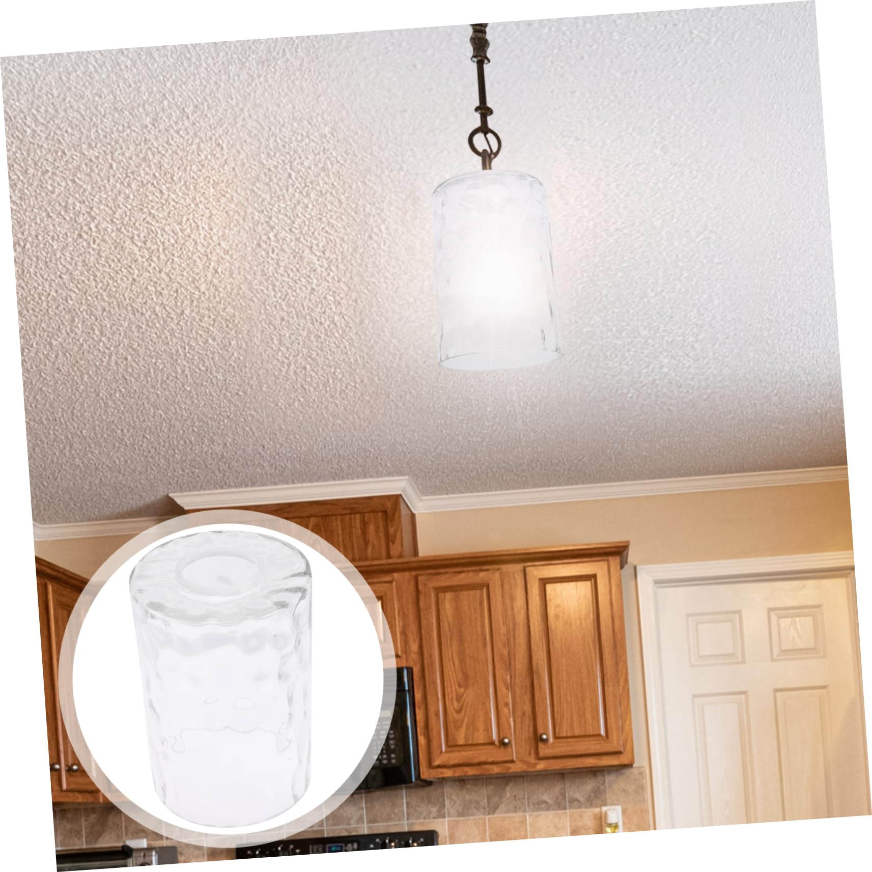 VOSAREA Abat Jour Cylindrique en Verre pour Lampe E27, Accessoire de Lampe Élégant en Verre Cylindrique, Remplacement Facile pour Luminaire Suspendu en Chambre Cuisine