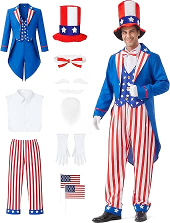 Uncle Sam Computer Uncle Sam Costumes 4th of July Independence Day Adult Men Costume ...
