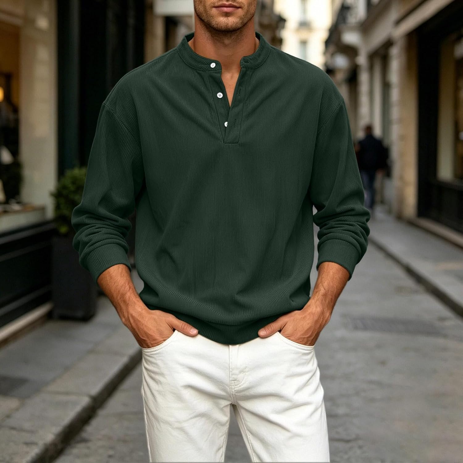 Solid Color Henley Shirts for Men Long Sleeve Lightweight Blouses | Button Down,Loose Fit Tunic Top,Fishing,Work,Construction,Workout,Athletic,Undershirt,hiking,outdoor,2026 Fall Clothes,